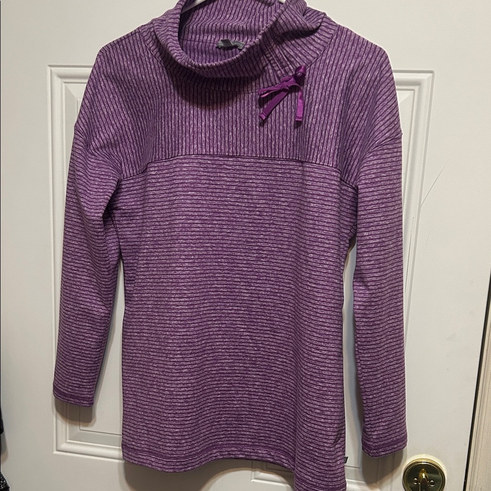 Elegant Purple Cowl Neck Shirt
